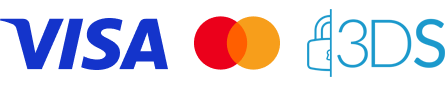 Accepted payment methods: Visa, Mastercard, 3-D Secure